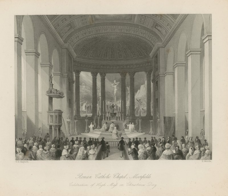 Iglesia católica romana en Moorfields de Thomas Hosmer Shepherd