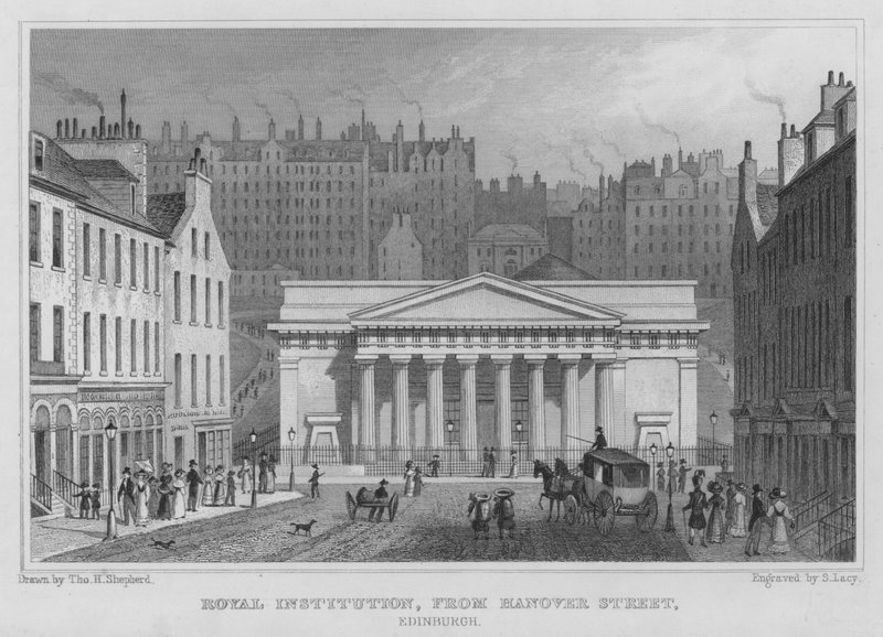 Institución Real, desde Hanover Street, Edimburgo (grabado) de Thomas Hosmer Shepherd