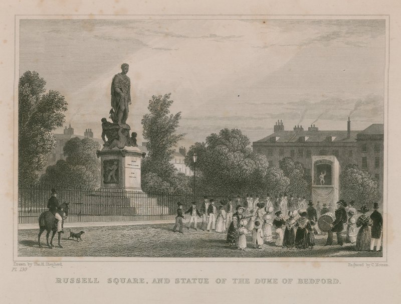 Plaza Russell y estatua del Duque de Bedford de Thomas Hosmer Shepherd