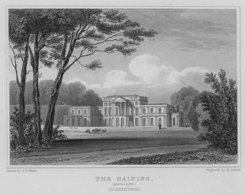 The Haining, Frente Norte, Selkirkshire (grabado) de Thomas Hosmer Shepherd