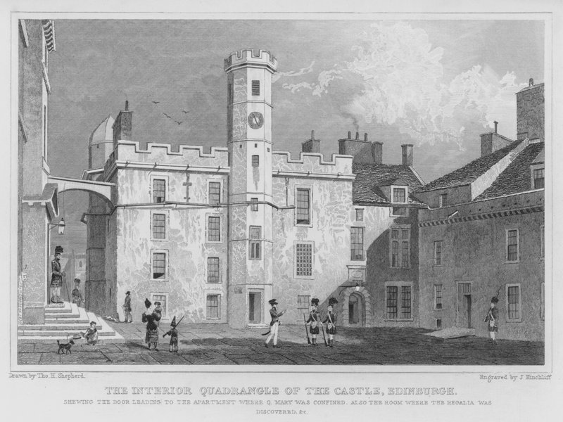 El patio interior del castillo, Edimburgo (grabado) de Thomas Hosmer Shepherd