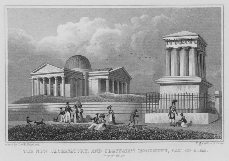 El Nuevo Observatorio y el Monumento de Playfair, Calton Hill, Edimburgo de Thomas Hosmer Shepherd