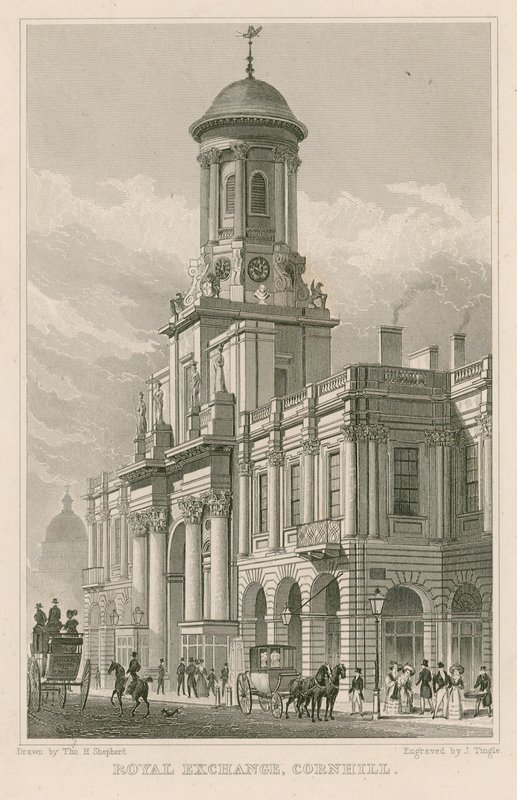 La Bolsa Real, Cornhill, Londres de Thomas Hosmer Shepherd