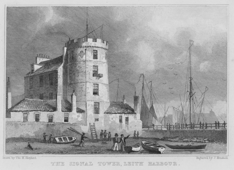 La torre de señales, puerto de Leith (grabado) de Thomas Hosmer Shepherd
