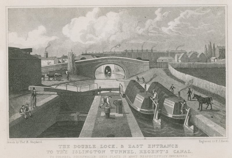 La doble esclusa y la entrada este al túnel de Islington de Thomas Hosmer Shepherd