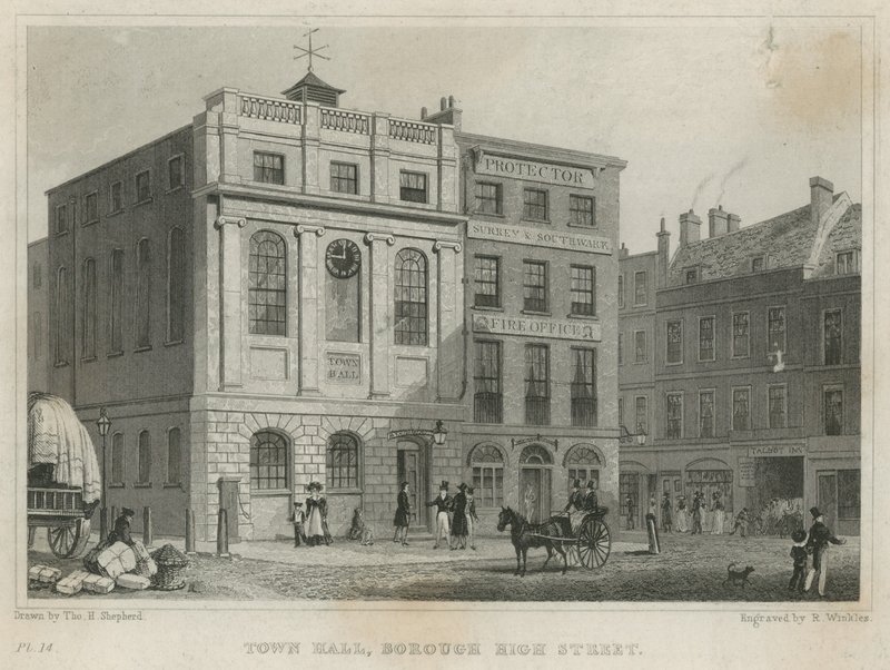 Ayuntamiento, Borough High Street (grabado) de Thomas Hosmer Shepherd