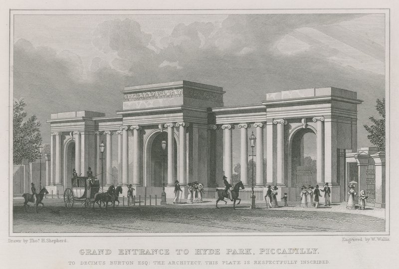 Arco de triunfo, entrada a Hyde Park, Londres de Thomas Hosmer Shepherd