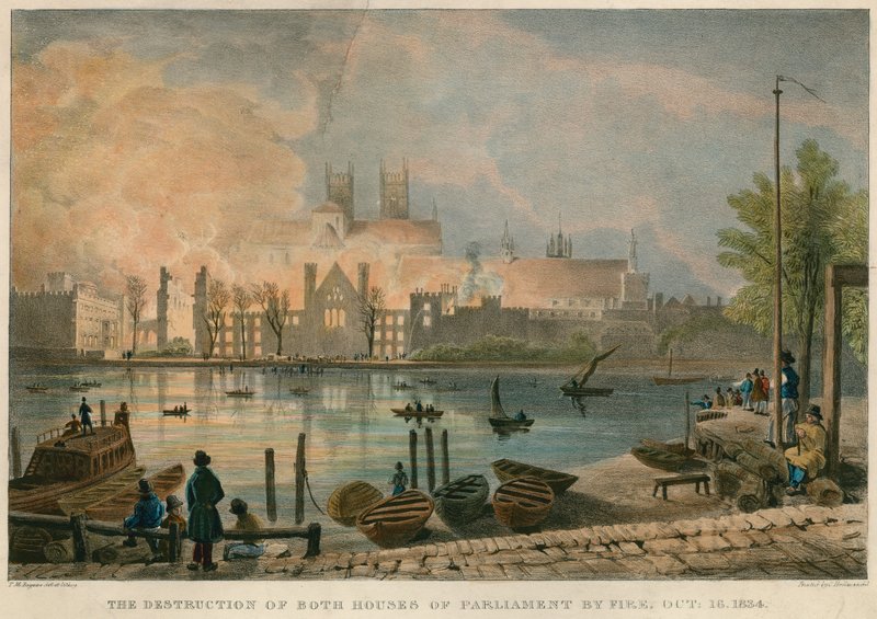 La destrucción por fuego de las Casas del Parlamento el 16 de octubre de 1834 de Thomas Mann Baynes