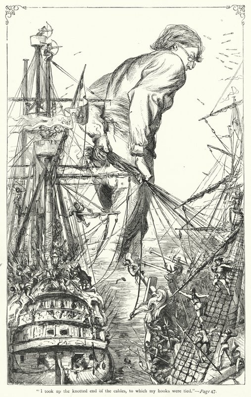 Ilustración de Los viajes de Gulliver de Jonathan Swift de Thomas Morten
