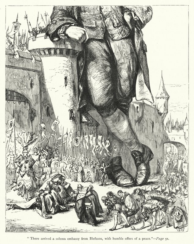 Ilustración de Los Viajes de Gulliver de Jonathan Swift de Thomas Morten