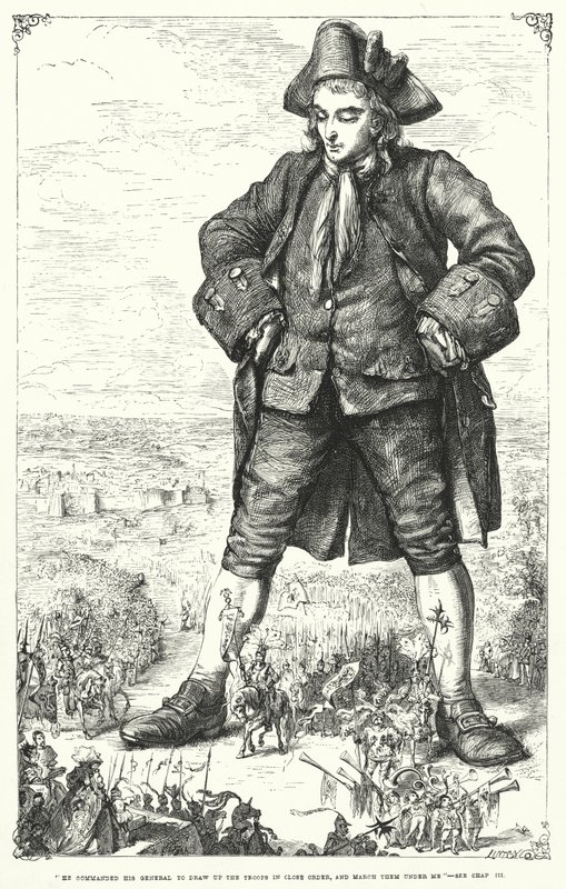 Ilustración de Los Viajes de Gulliver de Jonathan Swift de Thomas Morten