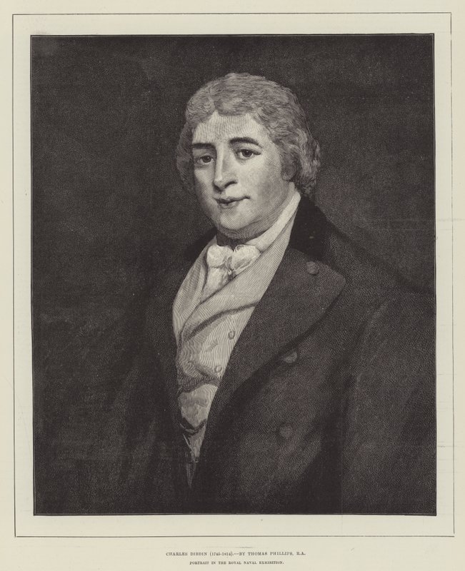 Charles Dibdin (1745-1814), retrato en la Exposición Naval Real de Thomas Phillips