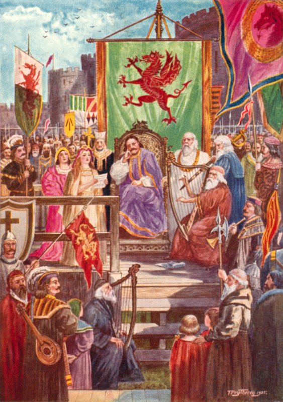Rhys ap Gruffydd presidiendo el primer Eisteddfod, Castillo de Cardigan, Gales de Thomas Prytherch