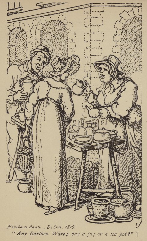 ¿Alguna vajilla de barro; comprar una jarra o una tetera? de Thomas Rowlandson