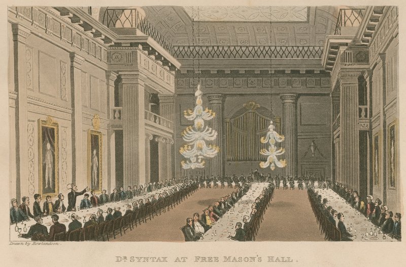 Dr. Syntax en el Salón de los Masones de Thomas Rowlandson