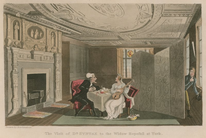 La visita del Dr. Syntax a la viuda Hopefull en York de Thomas Rowlandson