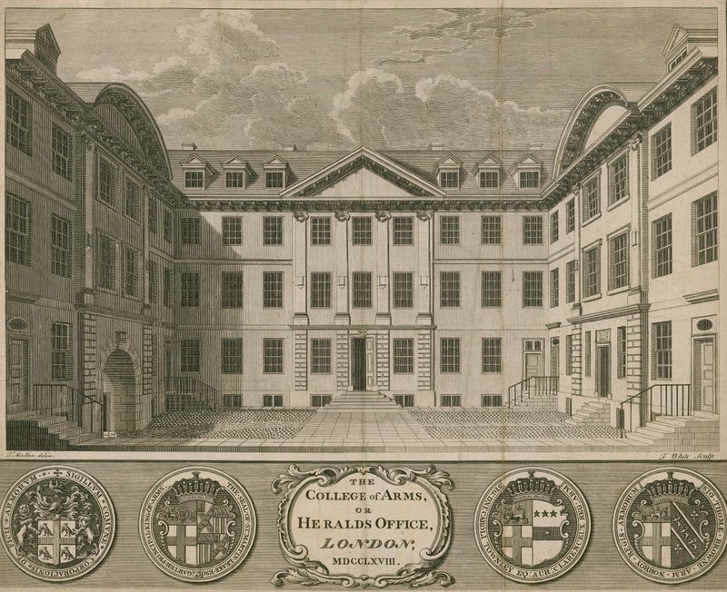 El Colegio de Armas, o la Oficina de Heraldos, Londres de Thomas Snr. Malton