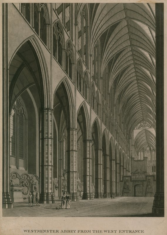 Abadía de Westminster, Londres, desde la entrada oeste de Thomas Snr. Malton