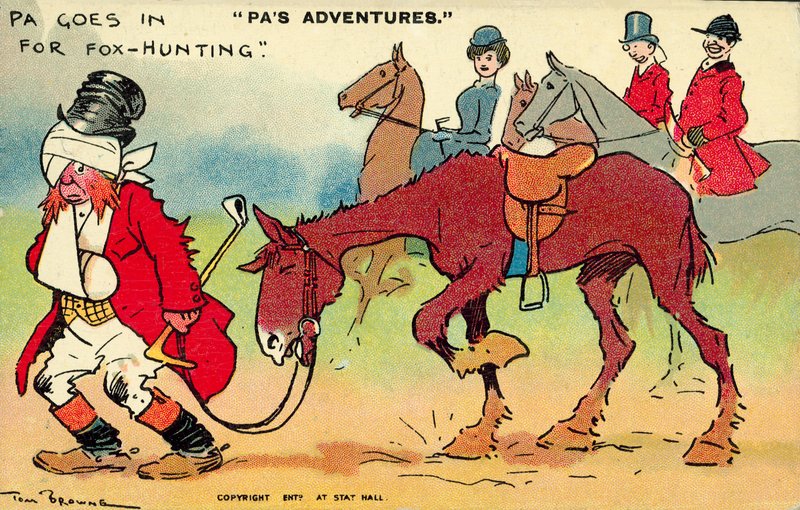 Caza del zorro: un hombre en mal estado después de ser arrojado de su caballo de Tom Browne