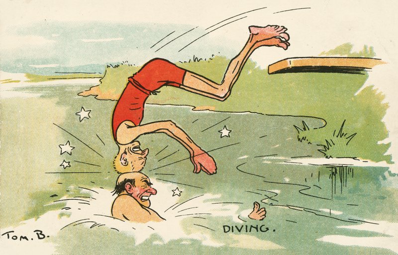 Buceo (litografía en color) de Tom Browne