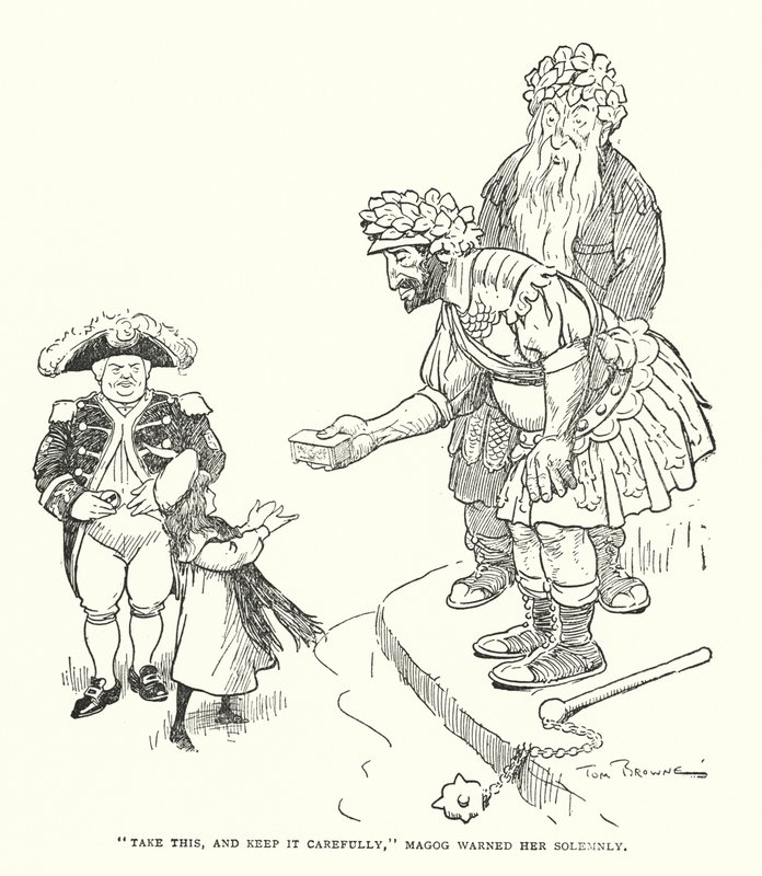 "Toma esto, y guárdalo cuidadosamente," Magog le advirtió solemnemente (litografía) de Tom Browne