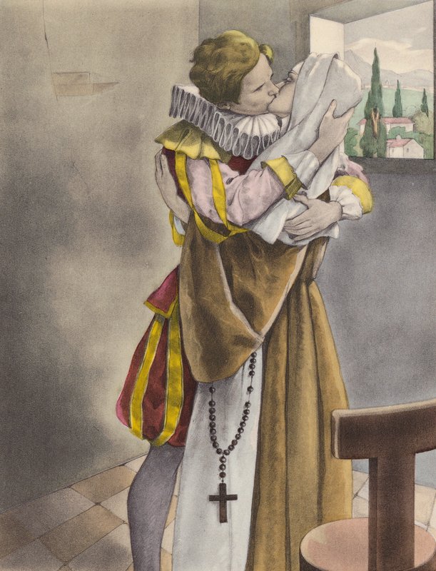 Ilustración de Brunelleschi para Contes et Nouvelles de La Fontaine (litografía en color) de Umberto (after) Brunelleschi