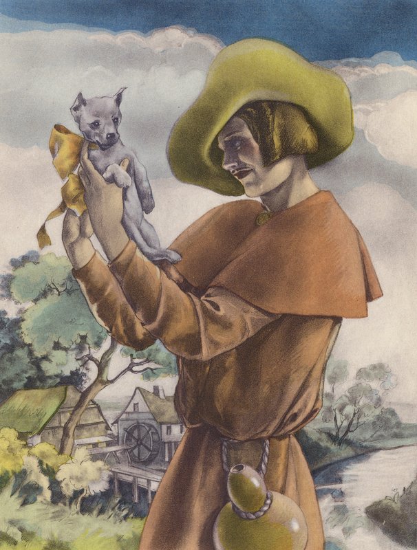 Ilustración de Brunelleschi para Contes et Nouvelles de La Fontaine (litografía en color) de Umberto (after) Brunelleschi
