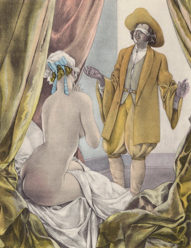 Ilustración de Brunelleschi para Contes et Nouvelles de La Fontaine (litografía en color) de Umberto (after) Brunelleschi