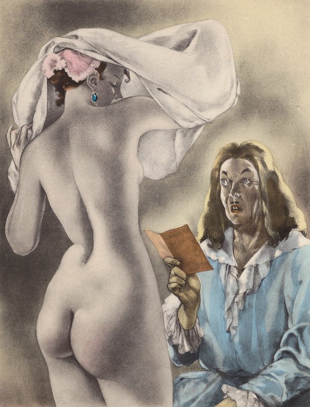 Ilustración de Brunelleschi para Contes et Nouvelles de La Fontaine (litografía en color) de Umberto (after) Brunelleschi