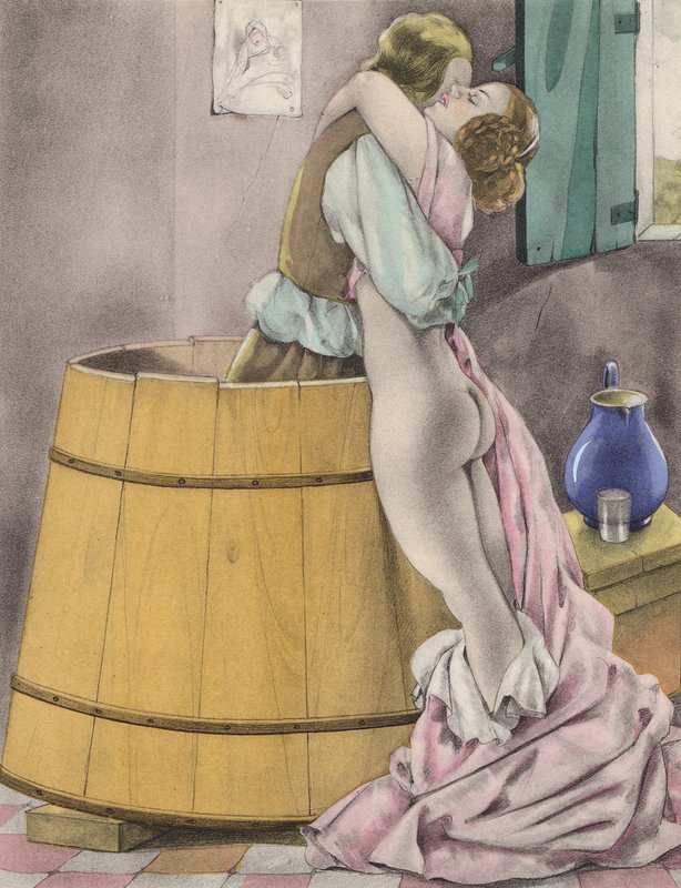 Ilustración de Brunelleschi para Contes et Nouvelles de La Fontaine (litografía en color) de Umberto (after) Brunelleschi