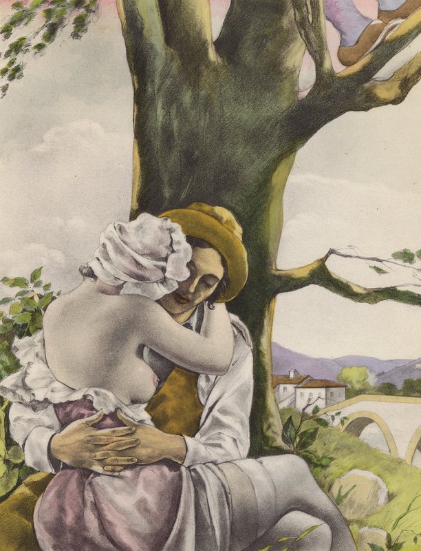 Ilustración de Brunelleschi para Contes et Nouvelles de La Fontaine (litografía en color) de Umberto (after) Brunelleschi