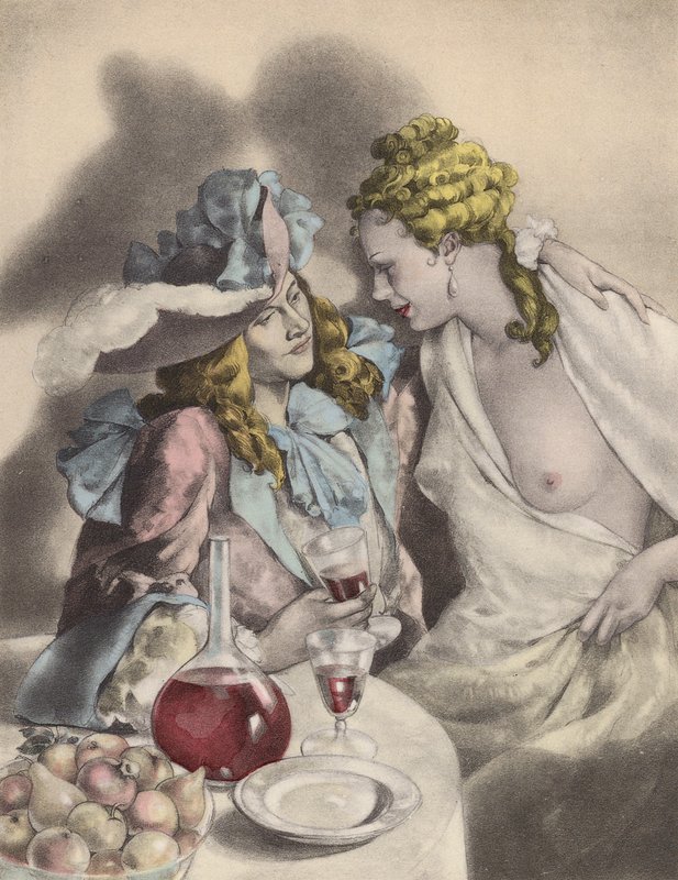 Ilustración de Brunelleschi para Contes et Nouvelles de La Fontaine (litografía en color) de Umberto (after) Brunelleschi