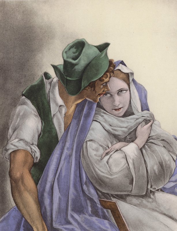 Ilustración de Brunelleschi para Contes et Nouvelles de La Fontaine (litografía en color) de Umberto (after) Brunelleschi