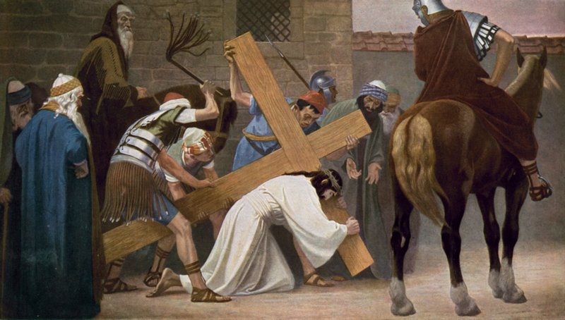 Jesús cae por primera vez mientras lleva su Cruz de Unbekannt Unbekannt