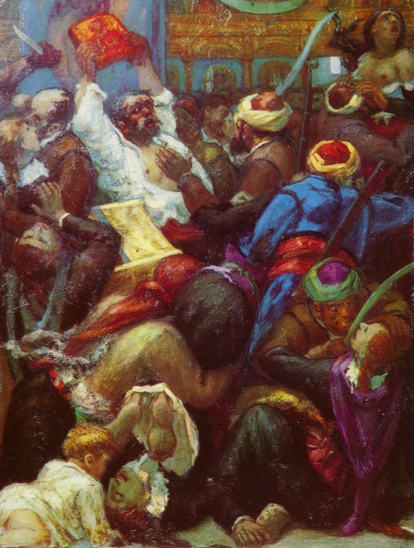 Matanza de cristianos en la iglesia de Batak, Bulgaria, por tropas irregulares otomanas de Unknown artist