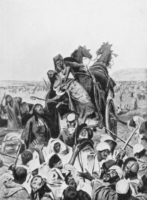 Batalla de Ramot de Galaad 853 a.C. (litografía) de Vaclav (1851 1901) (after) Brozik