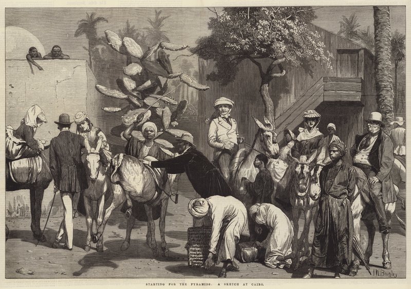Partiendo hacia las Pirámides, un Boceto en El Cairo de Valentine Walter Lewis Bromley