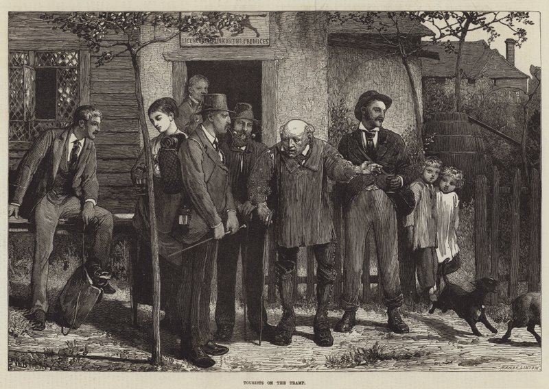 Turistas en la caminata de Valentine Walter Lewis Bromley