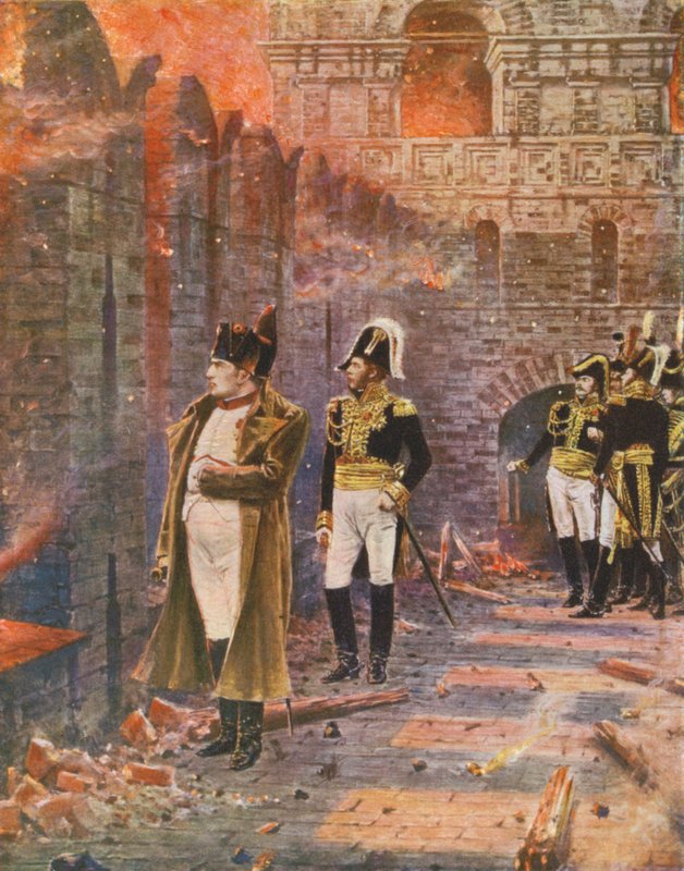 Napoleón observa el incendio de Moscú (litografía en color) de Vasili Vasilievich Vereshchagin