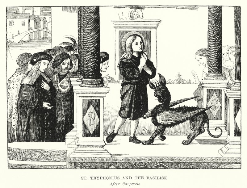 San Trifonio y el Basilisco (grabado) de Vittore (after) Carpaccio