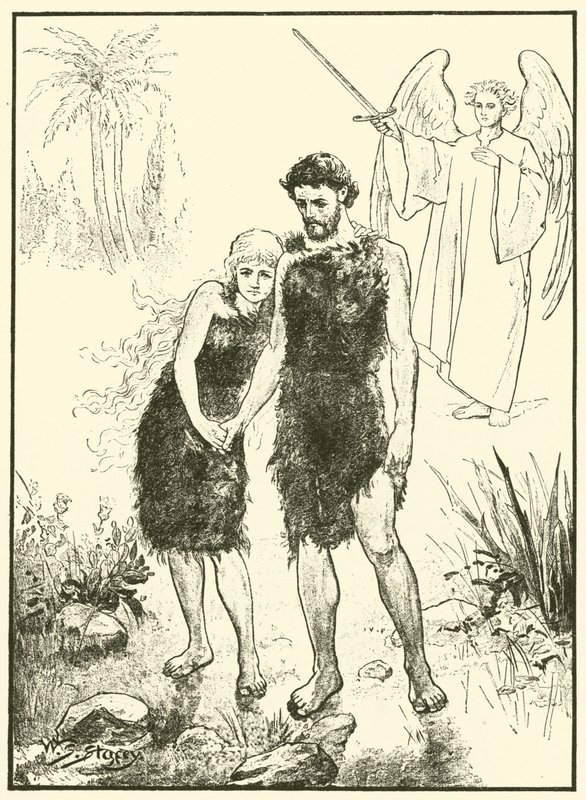 Adán y Eva expulsados del jardín del Edén de W.S. Stacey