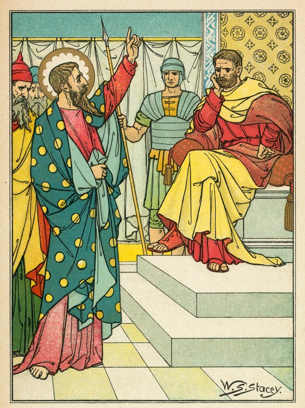 San Pablo ante Félix (litografía en color) de W.S. Stacey