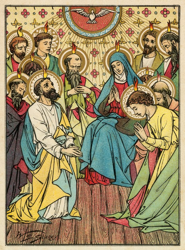 La Bajada del Espíritu Santo (litografía en color) de W.S. Stacey