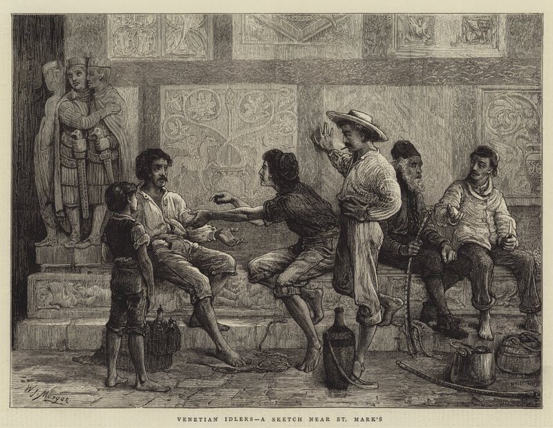 Ociosos venecianos, un boceto cerca de San Marcos de Walter Jenks Morgan