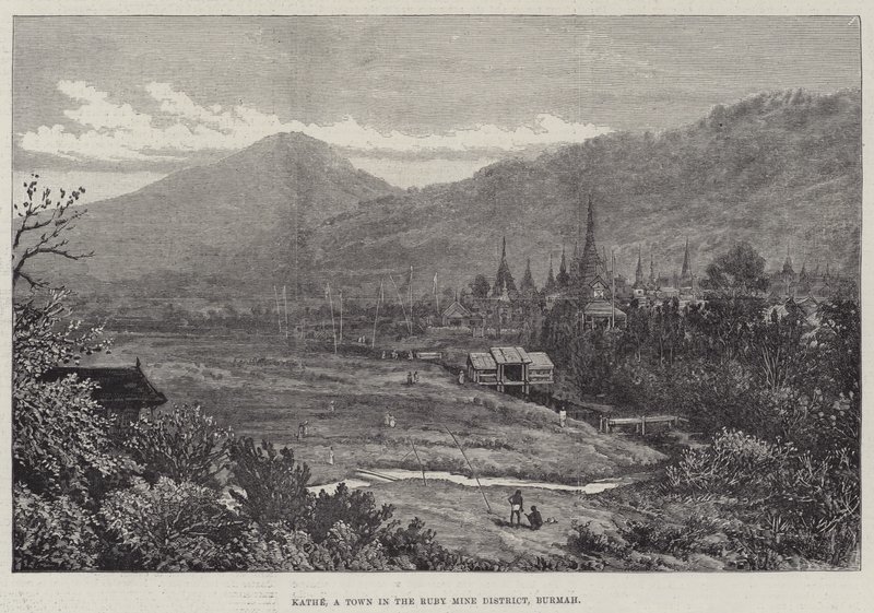 Kathe, una ciudad en el distrito de la mina de rubíes, Birmania de Walter Paget