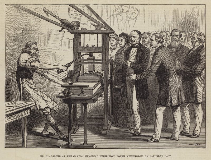 El Sr. Gladstone en la Exposición Memorial Caxton, South Kensington, el sábado pasado de Walter Paget