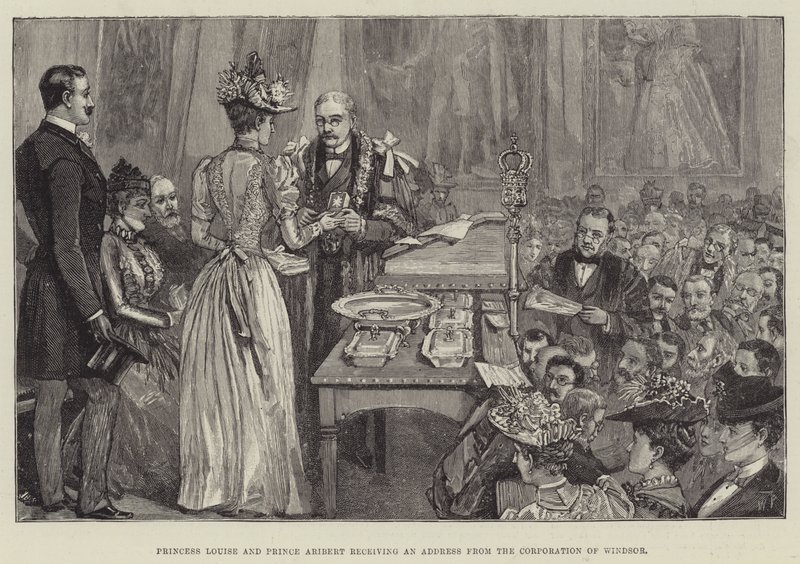 La Princesa Louise y el Príncipe Aribert recibiendo una Dirección de la Corporación de Windsor de Walter Paget