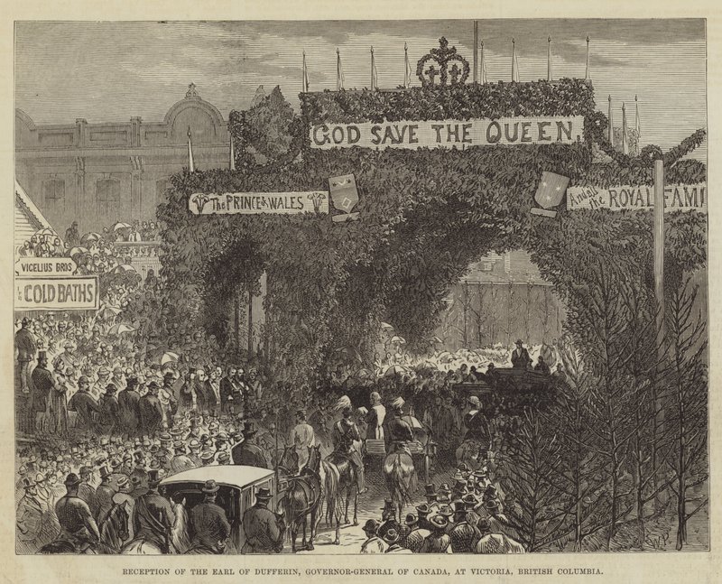 Recepción del Conde de Dufferin, Gobernador General de Canadá, en Victoria, Columbia Británica de Walter Paget