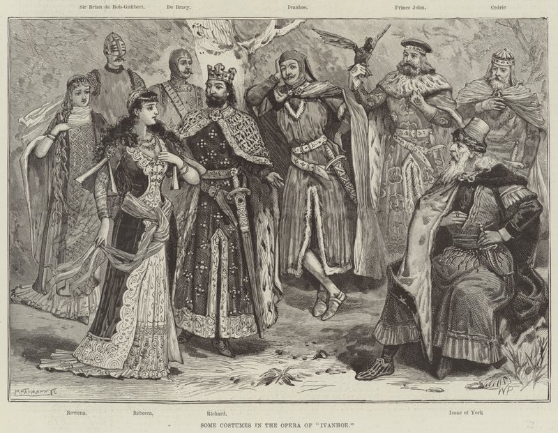 Algunos trajes en la ópera de Ivanhoe de Walter Paget