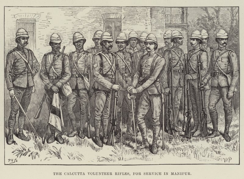 Los Rifles Voluntarios de Calcuta, para el servicio en Manipur de Walter Paget